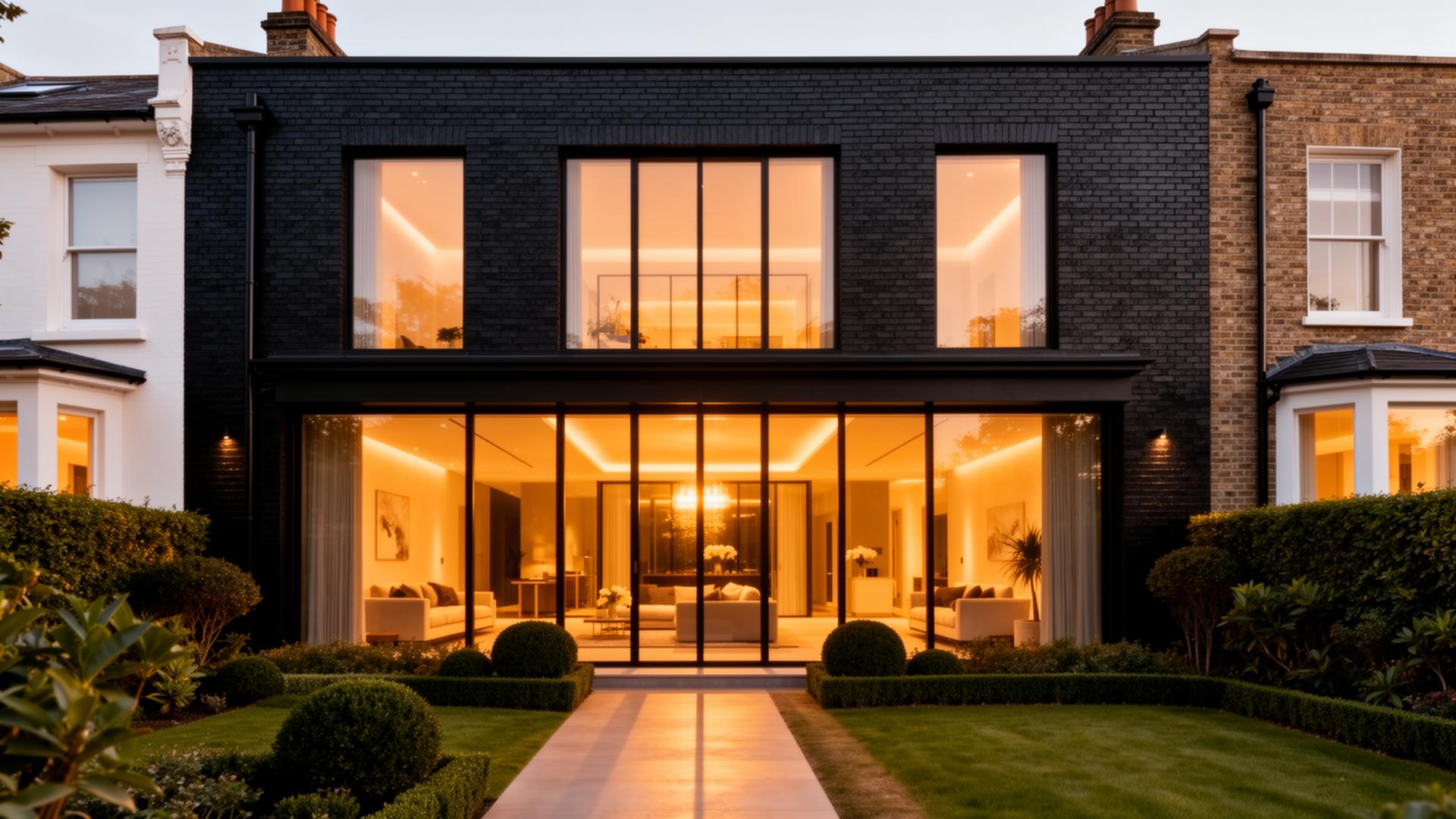 Finished luxury renovation at dusk
